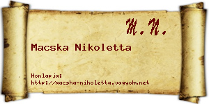 Macska Nikoletta névjegykártya